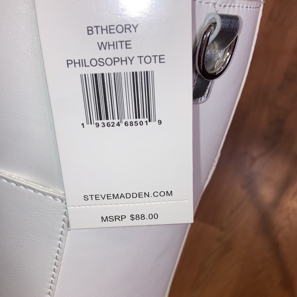 Steve Madden B Theory White Philosophy Tote Silver Spacious Casual Dressy Beach - Picture 9 of 12